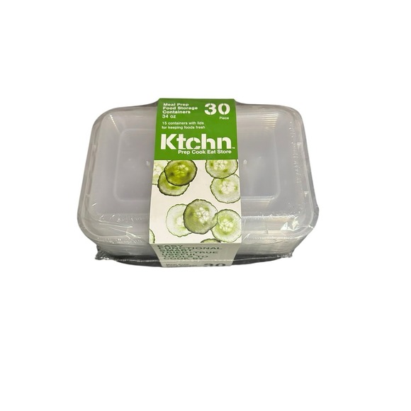 ktchn Other - ktchn 30 piece meal prep food storage containers‎ 34 oz 15 containers 15 lids